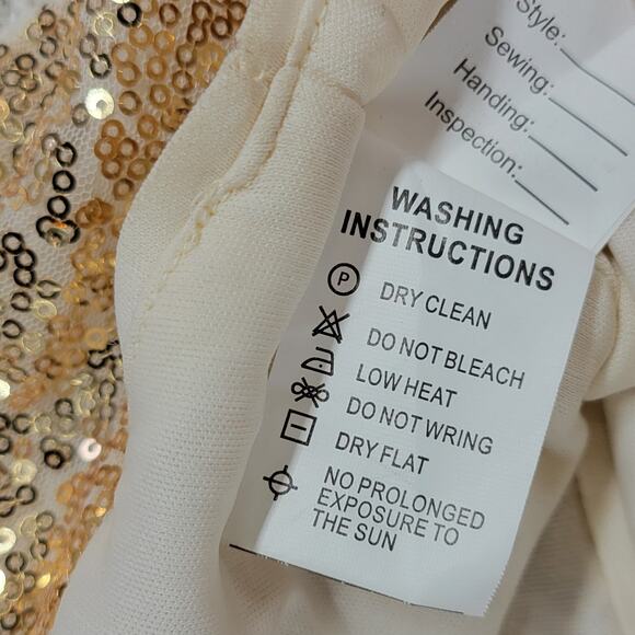 Kate Kasin Evening Gown Womens 8 Gold Sequined V-Neck Formal Prom Bridesmaid New - Picture 11 of 16